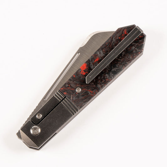 Jack Wolf Knives™ After Hours Jack Coffin Barlow AFTER-02-FC-DM-RED Red Dark Matter Fat Carbon Fiber S90V Stainless Steel Pocket Knife