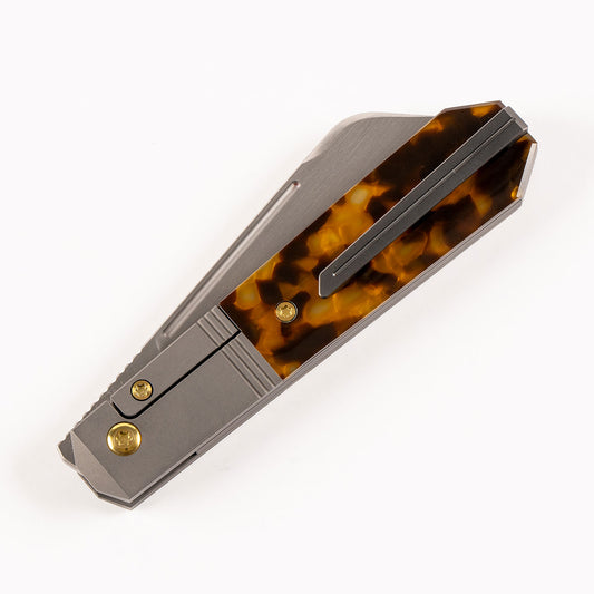 Jack Wolf Knives™ After Hours Jack Coffin Barlow AFTER-02-KIR-TOR-SHL Tortoise Shell Kirinite S90V Stainless Steel Pocket Knife