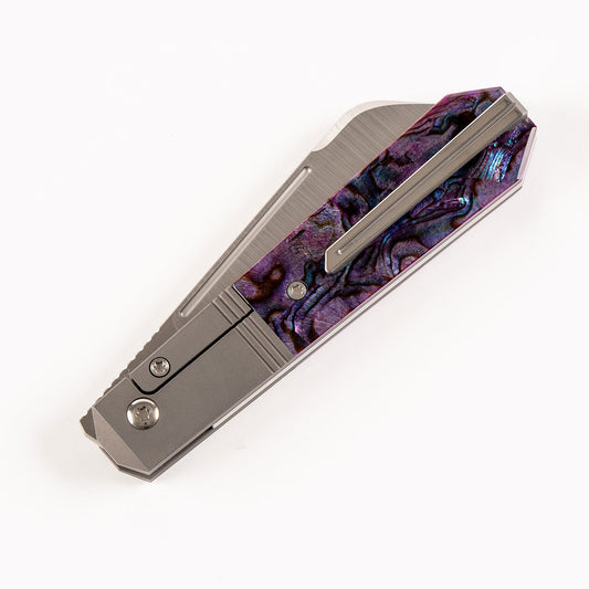 Jack Wolf Knives™ After Hours Jack Coffin Barlow AFTER-02-PUR-ABALONE Purple Abalone S90V Stainless Steel Pocket Knife