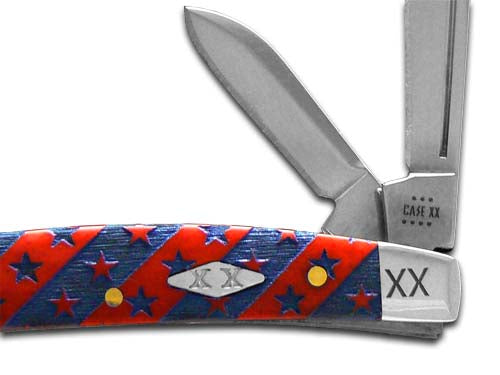 W.R. Case XX Knives Small Congress Stars & Stripes Dark Red Bone 1/500 Stainless Pocket Knife 12537S&S