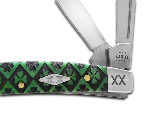 W.R. Case XX Knives Small Congress Green Bone Clover pattern Stainless 1/500 Pocket Knife 12538CVR