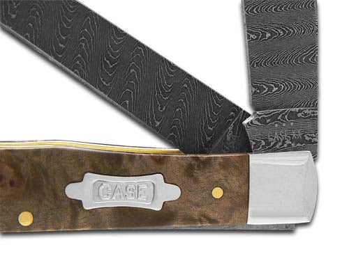 W.R. Case XX Knives Trapper Damascus Steel Natural Maple Burl Wood 15090 Pocket Knife