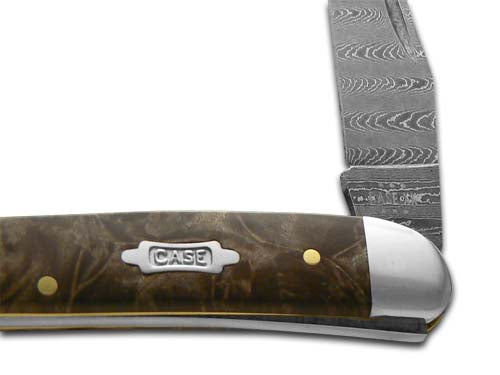 W.R. Case XX Knives Medium Toothpick Damascus Steel Natural Maple Burl 15093 Pocket Knife