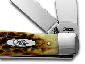 W.R. Case XX Knives Amber Bone Carbon Steel Trapper Pocket Knife 00163