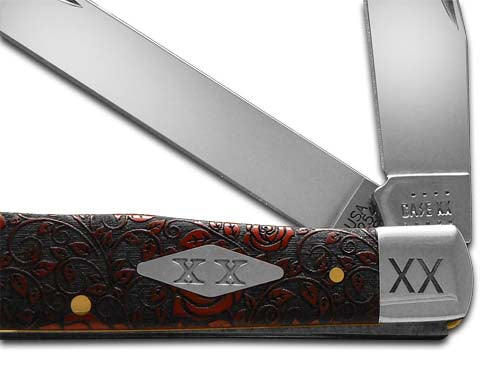 W.R. Case XX Knives Roses Trapper 1/500 Dark Red Bone Stainless Pocket Knife 23118R