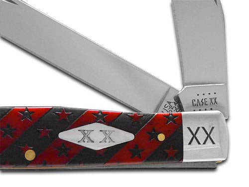 W.R. Case XX Knives Trapper Stars & Stripes Dark Red Bone 1/500 Stainless Pocket Knife 23118S&S