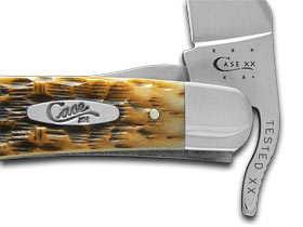 W.R. Case XX Knives Jigged Amber Bone Russlock Stainless Pocket Knife 00260