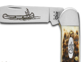 W.R. Case XX Knives Jigged Amber Bone Canoe Carbon Steel Pocket Knife 00263