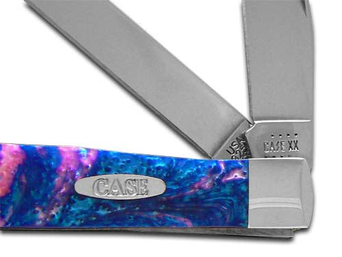 W.R. Case XX Knives Pink & Blue Sapphire Corelon Trapper Stainless Pocket Knife 6073PBS