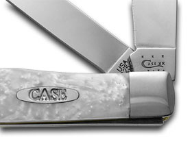 W.R. Case XX Knives Trapper - Custom White Pearl Corelon Pocket Knife 6073HP