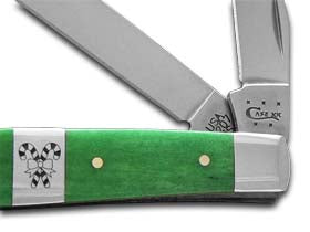 W.R. Case XX Knives Christmas Bright Green Bone Mini Trapper Stainless Pocket Knife 65584