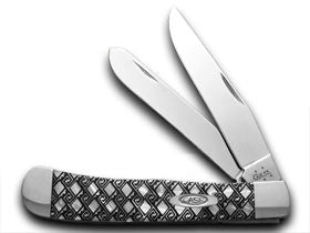 W.R. Case XX Knives Celtic Maze Etche Trapper - White Pearl Corelon Pocket Knife 6073HP-CM
