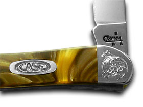 W.R. Case XX Knives Engraved Bolster Series Genuine Butter Rum Corelon Toothpick Pocket Knife 910096BR/E