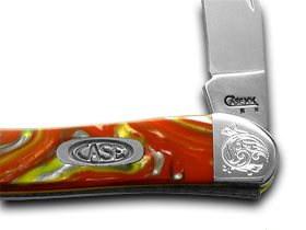 W.R. Case XX Knives Engraved Bolster Series Genuine Fire Box Corelon Toothpick Pocket Knife 910096FIB/E