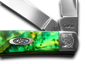 W.R. Case XX Knives Engraved Bolster Series Genuine Cats Eye Corelon Mini Trapper Pocket Knife 9207CE/E