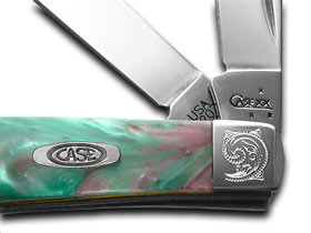 W.R. Case XX Knives Engraved Bolster Series Coral Sea Corelon Mini Trapper Pocket Knife 9207CS/E