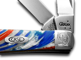 W.R. Case XX Knives Engraved Bolster Series Genuine Star Spangled Mini Trapper Pocket Knife 9207STAR/E