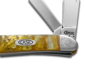 W.R. Case XX Knives Engraved Bolster Series Genuine Abalone Corelon Peanut Pocket Knife 9220AB/E