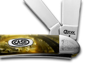 W.R. Case XX Knives Engraved Bolster Series Genuine Butter Rum Corelon Peanut Pocket Knife 9220BR/E