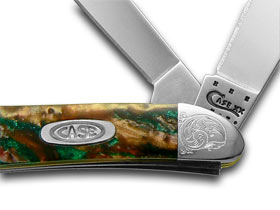 W.R. Case XX Knives Engraved Bolster Series Rain Forest Corelon Peanut Pocket Knife 9220RF/E