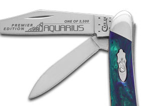 W.R. Case XX Knives Slant Series Aquarius Corelon Peanut 1/2500 Stainless Pocket Knife S9220AQ