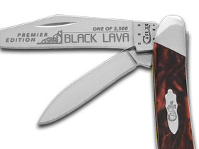 W.R. Case XX Knives Slant Series Black Lava Corelon Peanut 1/2500 Stainless Pocket Knife S9220BKL