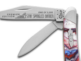 W.R. Case XX Knives Slant Series Star Spangled Banner Corelon Peanut 1/2500 Stainless Pocket Knife S9220STAR