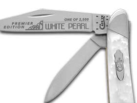 W.R. Case XX Knives Slant Series White Pearl Corelon Peanut 1/2500 Stainless Pocket Knife S9220WP