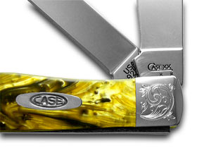 W.R. Case XX Knives Engraved Bolster Series 24K Corelon Genuine Trapper Pocket Knife 925424KT/E