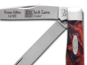 W.R. Case XX Knives Black Lava Genuine Corelon Trapper 1/500 Pocket Knife 9254BKL