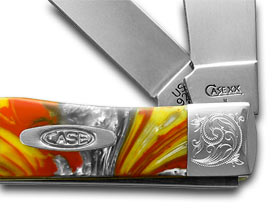 W.R. Case XX Knives Engraved Bolster Series Genuine Fire in Box Corelon Trapper Pocket Knife 9254FIB/E