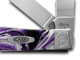 W.R. Case XX Knives Engraved Bolster Series Purple Passion Scrolled Trapper Pocket Knife 9254PP/E