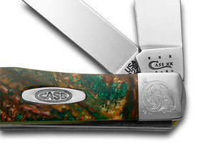 W.R. Case XX Knives Engraved Bolster Series Rain Forest Corelon Trapper Pocket Knife 9254RF/E