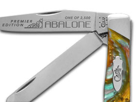 W.R. Case XX Knives Slant Series Abalone Corelon Trapper 1/2500 Stainless Pocket Knife S9254AB