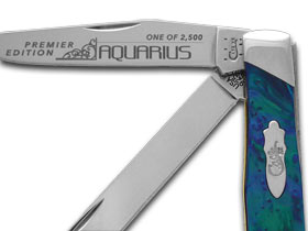 W.R. Case XX Knives Slant Series Aquarius Corelon Trapper 1/2500 Stainless Pocket Knife S9254AQ