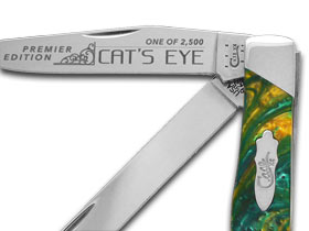 W.R. Case XX Knives Slant Series Cat's Eye Corelon Trapper 1/2500 Stainless Pocket Knife S9254CE