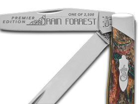 W.R. Case XX Knives Slant Series Rain Forrest Corelon Trapper 1/2500 Stainless Pocket Knife S9254RF