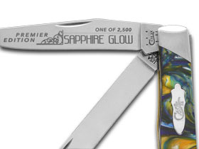 W.R. Case XX Knives Slant Series Sapphire Glow Corelon Trapper 1/2500 Stainless Pocket Knife S9254SG