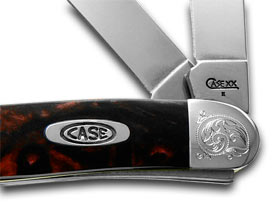 W.R. Case XX Knives Engraved Bolster Series Black Lava Scrolled Stockman Pocket Knife 9318BKL/E