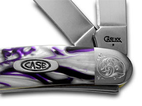 W.R. Case XX Knives Engraved Bolster Series Purple Passion Scrolled Stockman Pocket Knife 9318PP/E