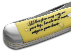 W.R. Case XX Knives Father & Daughter Yellow Delrin Trapper Stainless Pocket Knife CAT-FD/Y