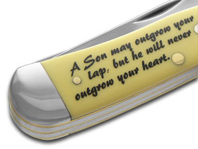 W.R. Case XX Knives Father & Son Yellow Delrin Trapper Stainless Pocket Knife CAT-FS/Y