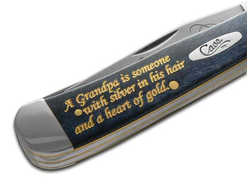 W.R. Case XX Knives Grandfather and Grandson Smooth Blue Bone Trapper Stainless Pocket Knife CAT-GFGS/BB