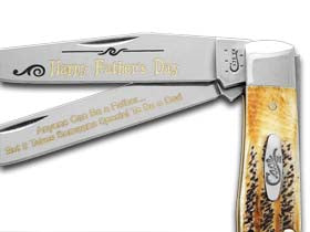 W.R. Case XX Knives Happy Father's Day 6.5 Bone Stag Trapper 1/999 Stainless Pocket Knife 6.5-HFD