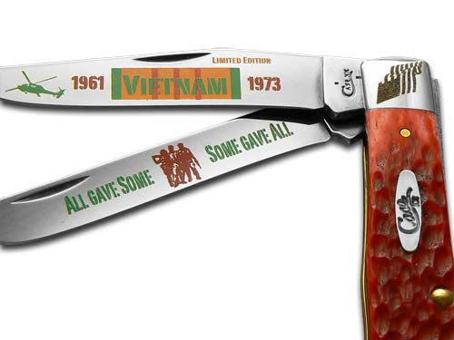 W.R. Case XX Knives Vietnam Red Bone Trapper 1/3000 Stainless Pocket Knife CAT-VIET
