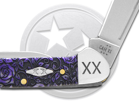 W.R. Case XX Knives Butterbean Roses Ultra Violet Bone 12509R Stainless Pocket Knife