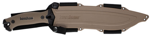 Kershaw Knives™ Camp 10 Fixed Blade 1077TAN Black Glass-Filled Nylon with Tan Sure-Grip Overmold 65Mn Carbon Steel Knife