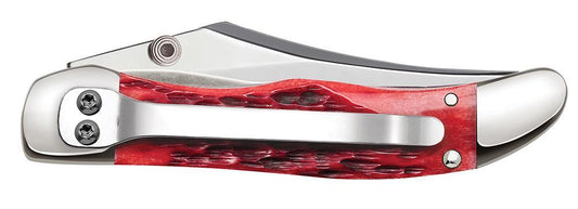W.R. Case XX Knives Marines Jigged Dark Red Bone Kickstart Mid Folding Hunter Stainless Pocket Knife 13187