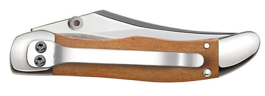 W.R. Case XX Knives Boy Scout Brown Canvas Laminate Kickstart Mid Folding Hunter Stainless Pocket Knife 18053