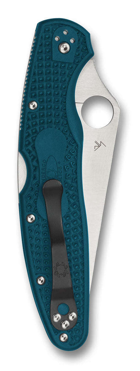 Spyderco Knives™ Police 4 Lockback C07FP4K390 Blue Fiberglass Reinforced Nylon K390 Microclean Carbon Steel Pocket Knife